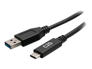 C2G 6in USB-C to USB-A SuperSpeed USB 5Gbps Cable M/M USB-kabel - USB-type A (hann) til USB-C (hann) - USB 3.2 Gen 1 - 30 V - 3 A - 15 cm - formstøpt - svart