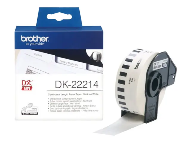 Brother DK-22214 - Hvit Rull (1,2 cm x 30,5 m) termisk papir for Q...