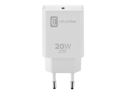 Cellular Line ACHIPHUSBCPD20WW Str&#248;madapter - 20 watt - 3 A - PD (24 pin USB-C) - hvit