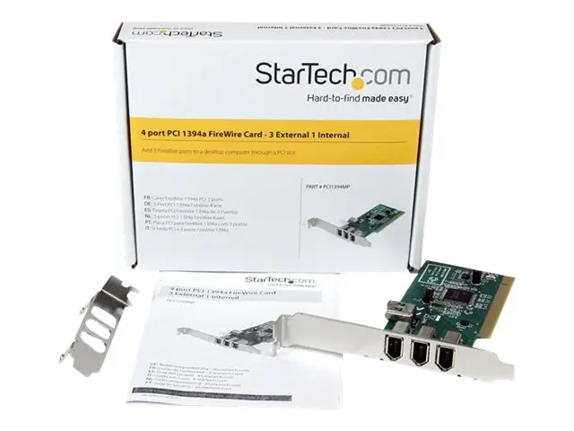 StarTech.com 4 port PCI 1394a FireWire Adapter Card - 3 External 1...