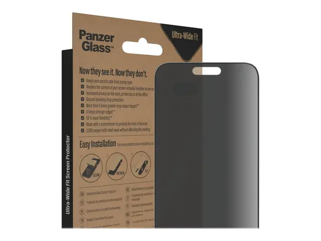 PanzerGlass - Skjermbeskyttelse for mobiltelefon glass med personv...