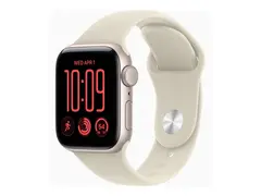 Apple Watch SE 3 (GPS) - 40 mm - stjernelysaluminium smartklokke med sportsbånd - gummi - sand - båndbredde: M/L - 64 GB - Wi-Fi 4, Bluetooth - 26.3 g