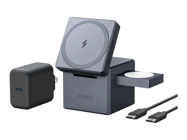Anker 3-in-1 Cube - Trådløst ladestativ med MagSafe + AC-strømadap...
