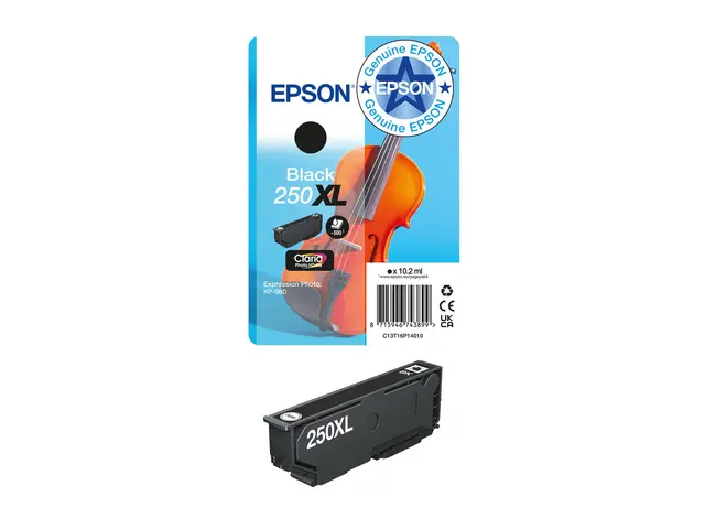 Epson 250XL - 10.2 ml - XL - svart - original - blister - blekkpat...