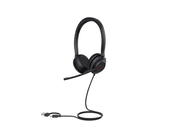 Yealink UH35 Dual - Hodesett on-ear kablet USB-A, USB-C svart Cert...