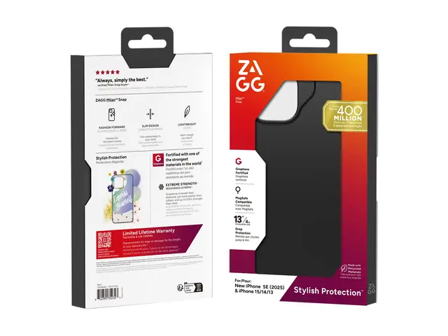 ZAGG Milan Snap - Baksidedeksel for mobiltelefon - svart - for App...