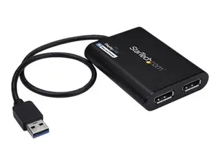 StarTech.com USB 3.0 to Dual DisplayPort Adapter 4K 60Hz, DisplayLink Certified, Video Converter with External Graphics Card Mac &amp; PC (USB32DP24K60) - DisplayPort-adapter - USB-type A til DisplayPort - 30 cm