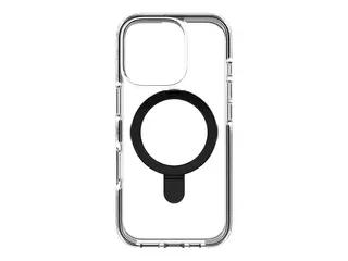 Zagg Santa Cruz Snap - Baksidedeksel for mobiltelefon med ringstativ - MagSafe-samsvar - grafen - svart, gjennomsiktig - for Apple iPhone 16 Pro
