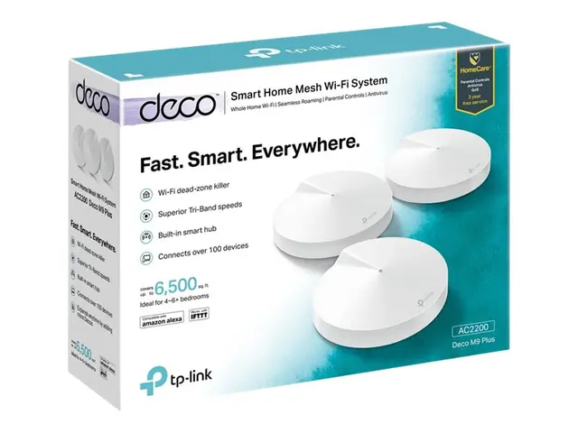 TP-Link Deco M9 Plus - Wi-Fi-system (3 rutere) inntil 6750 kvadrat...