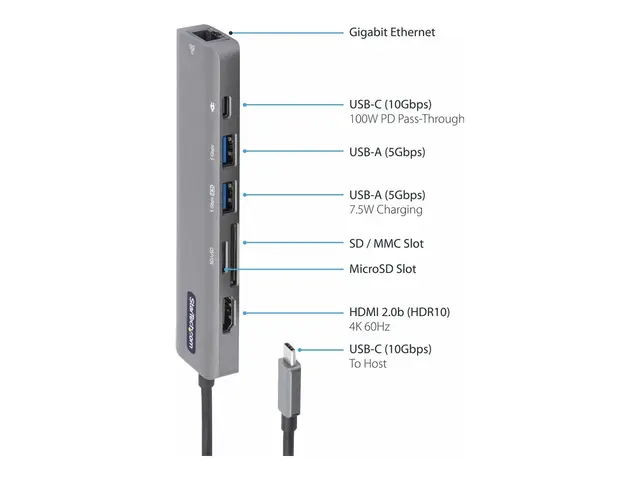 StarTech.com USB C Multiport Adapter, USB-C to 4K 60Hz HDMI 2.0, 1...