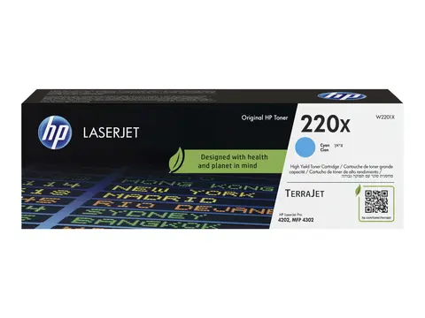 HP 220X - H&#248;y ytelse - cyan - original LaserJet - boks - tonerpatron (W2201X) - for Color LaserJet Pro 4201, MFP 4301, MFP 4303
