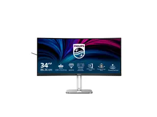 Philips 34B2U5600C - 5000 Series - LED-skjerm kurvet - USB - 34" - 3440 x 1440 WQHD @ 120 Hz - VA - 300 cd/m² - 4000:1 - 4 ms - 2xHDMI, DisplayPort, USB-C - høyttalere - koksgrå