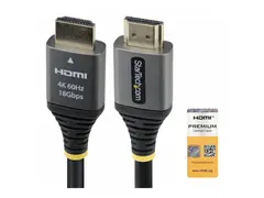 Startech - Premium High Speed - HDMI-kabel HDMI hann til HDMI hann - 1.5 m - skjermet - svart og sølv - 4K 60Hz støtte, 1440p (UWQHD) støtter 144 Hz, støtte for 1080p 240 Hz, passiv