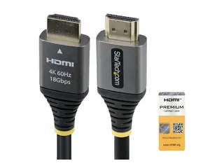 Startech - Premium High Speed - HDMI-kabel HDMI hann til HDMI hann - 1.5 m - skjermet - svart og sølv - 4K 60Hz støtte, 1440p (UWQHD) støtter 144 Hz, støtte for 1080p 240 Hz, passiv