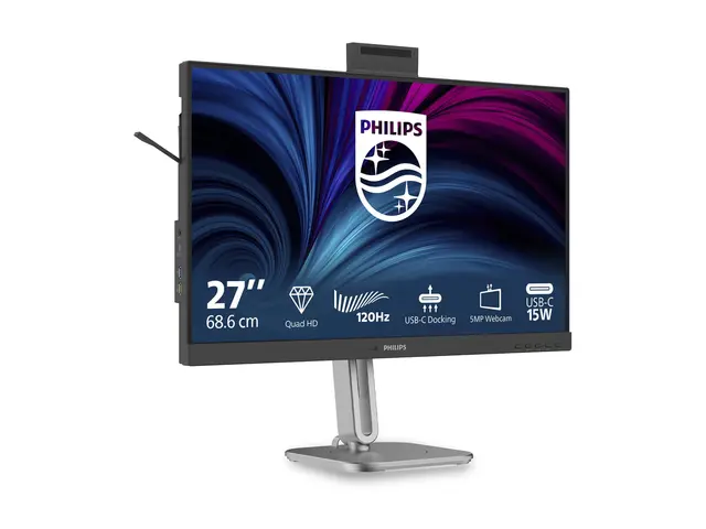 Philips 27B2U4601H - 4000 Series - LED-skjerm 27" - 2560 x 1440 QHD @ 120 Hz - IPS - 1500:1 - HDMI, DisplayPort, USB-C - høyttalere - sølv, koksgrå 