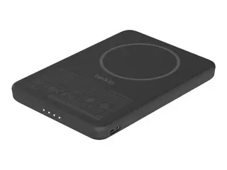 Belkin BoostCharge - Trådløs nødlader - slim , magnetic 5000 mAh - 15 watt - Fast Charge (USB-C) - på kabel: USB-C - svart