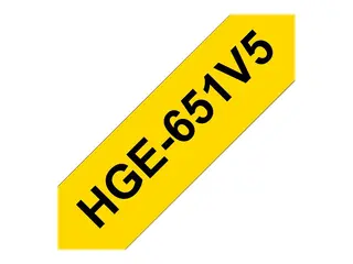 Brother HGE-651V5 - Svart på gult - Rull (2,4 cm x 8 m) 5 kassett(er) laminert teip for P-Touch PT-9500pc, PT-9800PCN; P-Touch R RL-700S