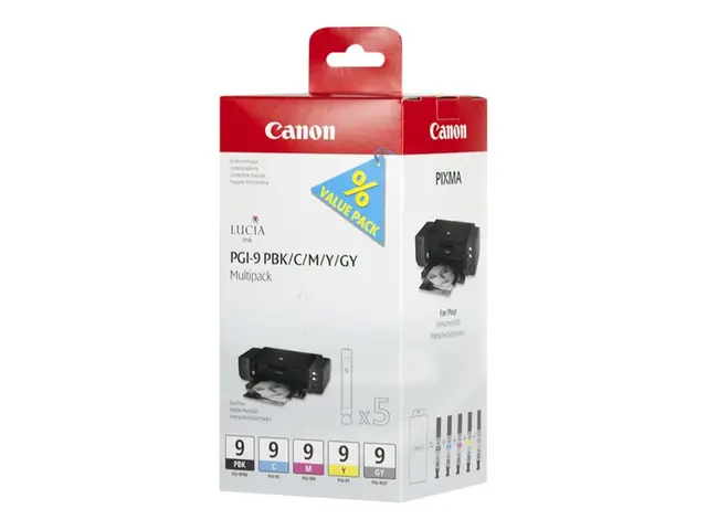 Canon PGI-9 PBK/C/M/Y/GY Multi-Pack - 5-pack - grå, gul, cyan, mag...