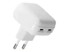dbramante1928 re-charge Pro - Strømadapter flat - 20 watt - 3 A - 2 utgangskontakter (USB-C) - hvit - Europa