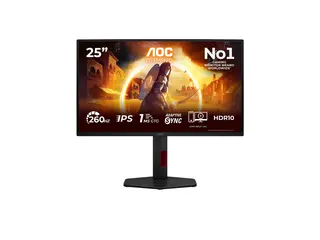 AOC Gaming 25G4ZR - G4 Series - LED-skjerm gaming - 25" (24.5" synlig) - 1920 x 1080 Full HD @ 240 Hz - Fast IPS - 300 cd/m² - 1000:1 - HDR10 - 0.5 ms - 2xHDMI, DisplayPort - svart, rød