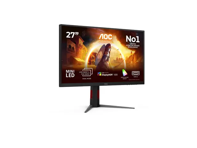 AOC Gaming U27G4XM - LED-skjerm - gaming 27" - 3840 x 2160 4K UHD (2160p) @ 160 Hz - Fast IPS - 1000 cd/m² - 1000:1 - DisplayHDR 1000 - 1 ms - 2xHDMI, DisplayPort - svart, rød 