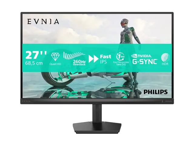Philips Evnia 3000 27M2N3500PF - LED-skjerm gaming - 27" - 2560 x 1440 QHD @ 240 Hz - Fast IPS - 1000:1 - HDR10 - 0.3 ms - 2xHDMI, DisplayPort - koksgrå 