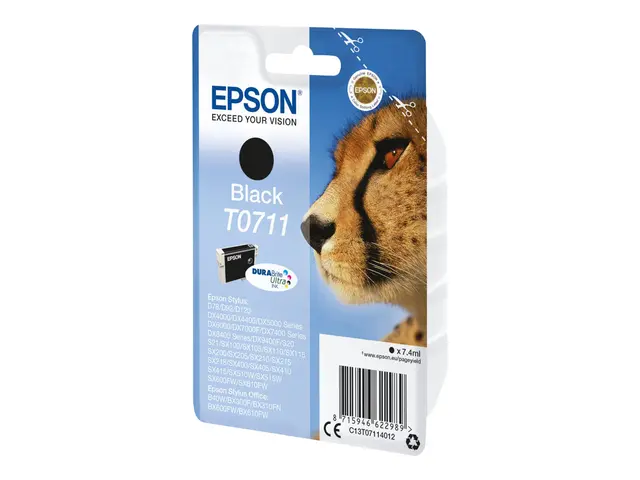 Epson T0711 - 7 ml - svart - original - blekkpatron - for Stylus D...