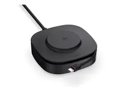 Unisynk - Tr&#229;dl&#248;s ladematte / str&#248;madapter 2-i-1 - 80 watt - utgangskontakter: 2 - svart