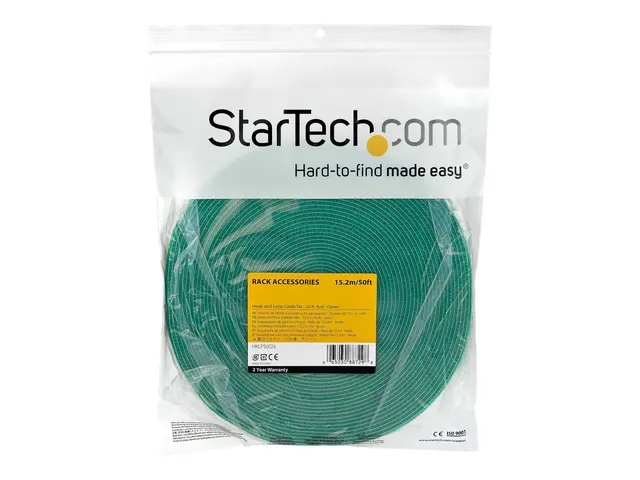 StarTech.com 50ft Hook and Loop Roll, Cut-to-Size Reusable Cable T...