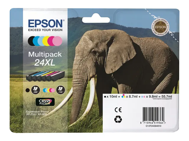 Epson 24 Multipack - 6-pack - svart, gul, cyan, magenta, lys magen...