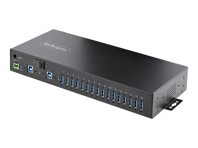 StarTech.com 16-Port Industrial USB 3.0 Hub 5Gbps, Metal, DIN/Surf...