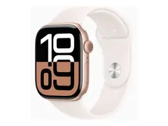 Apple Watch Series 10 (GPS + Cellular) - 46 mm rosegull aluminium - smartklokke med sportsb&#229;nd - fluorelastomer - lett rouge - b&#229;ndbredde: M/L - 64 GB - LTE, Wi-Fi 4, UWB, Bluetooth - 4G - 35.3 g
