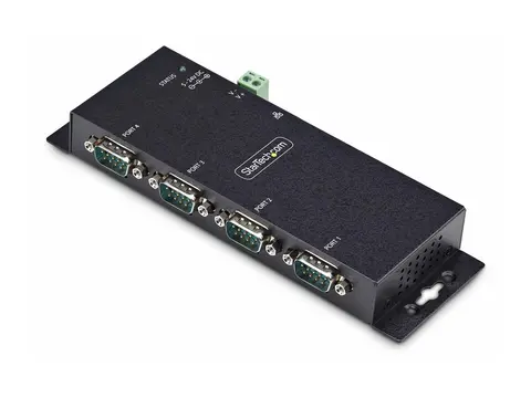 StarTech.com 4P Serial to Ethernet Adapter, IP LAN to RS232 DB9 Converter Enhetsserver - 4 porter - 100Mb LAN, RS-232 - vegg- / DIN-skinnemonterbar - TAA-samsvar - for P/N: AT925FM, GC9SF, SCNM9FF, SCNM9FM