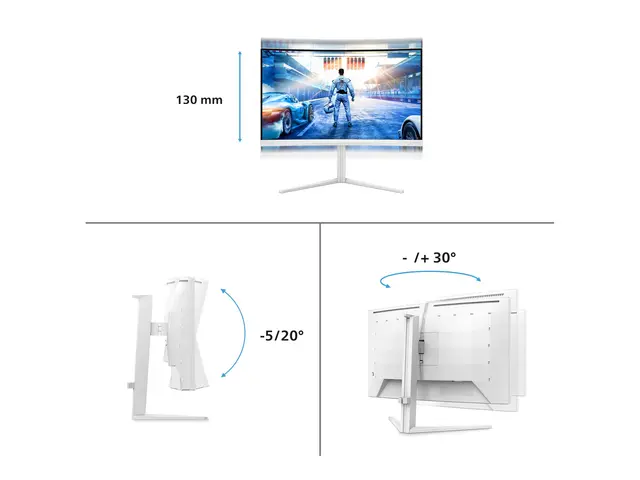 Philips Evnia 5000 27M2C5501 - LED-skjerm gaming - kurvet - 27" - 2560 x 1440 QHD @ 180 Hz - Fast VA - 5000:1 - HDR10 - 0.5 ms - 2xHDMI, DisplayPort - hvit 