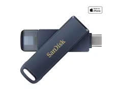 SanDisk Phone Drive - USB-flashstasjon - 64 GB USB-C / Lightning - metallisk sky