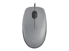 Logitech M110 Silent - Mus - høyre- og venstrehåndet optisk - 3 knapper - kablet - USB-A - mellomgrå