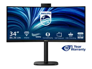 Philips 34B2U3600CH - 3000 Series LED-skjerm - kurvet - 34&quot; - 3440 x 1440 WQHD @ 120 Hz - VA - 300 cd/m&#178; - 3500:1 - HDR10 - 4 ms - HDMI, DisplayPort, USB-C - h&#248;yttalere - teksturert svart