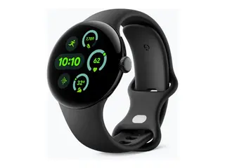 Google Pixel Watch 3 - 41 mm - mattsvart aluminium smartklokke med aktivt bånd - fluorelastomer - obsidian - båndbredde: L - 32 GB - Bluetooth, Wi-Fi 6, NFC, UWB, LTE - 4G - 31 g
