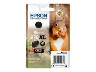 Epson 378XL - 11.2 ml - XL - svart - original blære med RF/lyd-alarm - blekkpatron - for Expression Home XP-8605, 8606; Expression Home HD XP-15000; Expression Photo XP-8500, 8700
