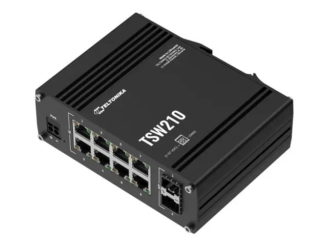 Teltonika TSW210 - Switch ikke-styrt 8 x 10/100/1000 + 2 SFP DIN-s...