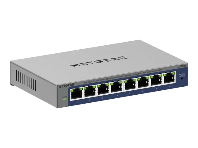 NETGEAR Plus GS108Ev4 - Switch ikke-styrt stasjonær, veggmonterbar