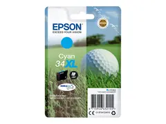 Epson 34XL - 10.8 ml - XL - cyan - original blære med RF/lyd-alarm - blekkpatron - for WorkForce Pro WF-3720DWF, WF-3725DWF