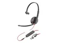 Poly Blackwire 3215 - Blackwire 3200 Series hodesett - on-ear - kablet - 3,5 mm jakk, USB-C - svart - Certified for Skype for Business, Avaya Certified, Cisco Jabber Certified, UC-sertifisert