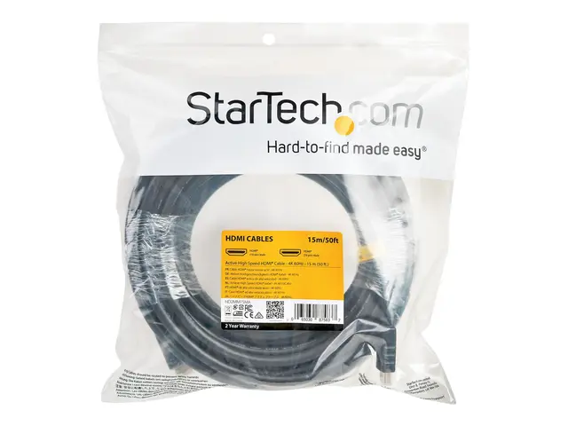 StarTech.com 15m(50ft) HDMI 2.0 Cable, 4K 60Hz Active HDMI Cable, ...