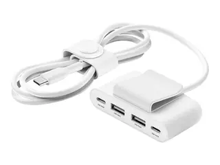 Belkin BoostCharge - Ladestripe - 4 utgangskontakter (2 x USB-C, 2 x USB) hvit