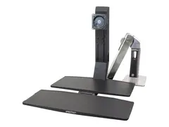 Ergotron WorkFit-A Single LD Workstation With Worksurface St&#229;ende skrivebordomformer - polert aluminium, svart