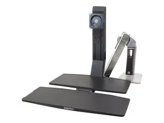 Ergotron WorkFit-A Single LD Workstation With Worksurface St&#229;ende skrivebordomformer - polert aluminium, svart