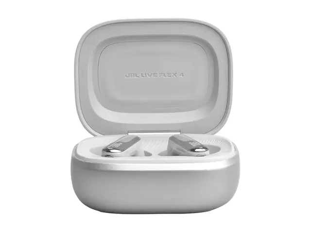 JBL LIVE Flex 4 - True wireless-hodetelefoner med mikrofon i øret - Bluetooth - aktiv støydemping - sølv 