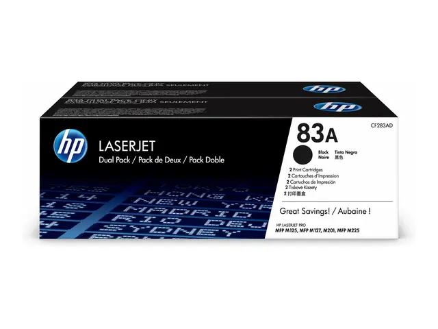HP 83A - 2-pack svart original LaserJet tonerpatron (CF283AD) for ...