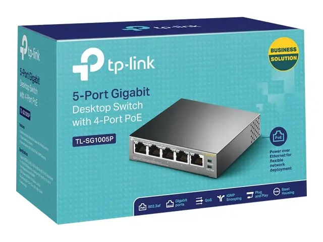 TP-Link TL-SG1005P - Switch - ikke-styrt - 4 x 10/100/1000 (PoE) +...